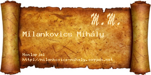 Milankovics Mihály névjegykártya